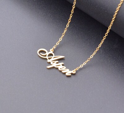 Personalized Name Necklace, Gold Name Pendant Necklace, Women Minimalist Name Necklace, Birthday Gift for Mom, Anniversary Gift for Her - image3